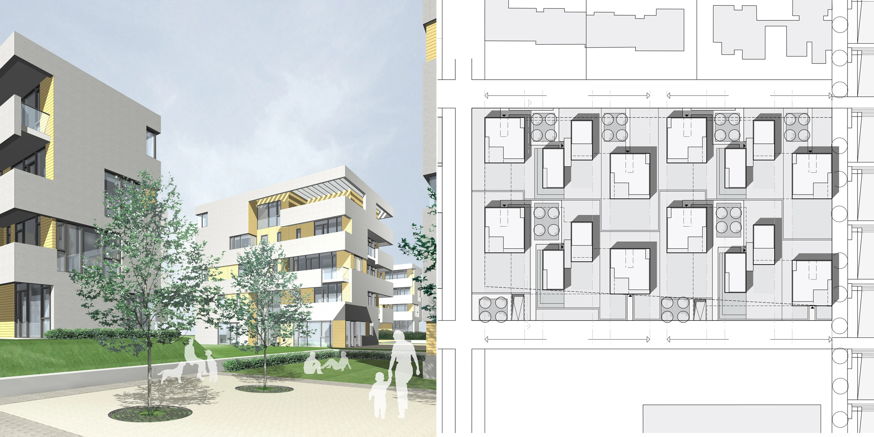 Neubau, Konzept, Städtebau, Betontragwerk, WDVS, Flachdach, Balkone, Tiefgarage, Garten, Privat, Wohnen, Architektur, KTP, Kauffmann Theilig Partner, Freie Architekten PartGmbB, Stuttgart