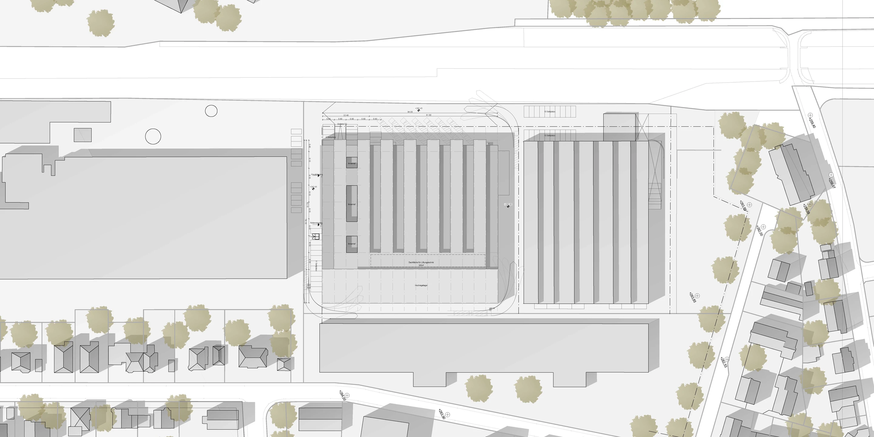 Headquarter Chemoform | Wendlingen a. N. Neubau, Beton-Holz-Tragwerk, Glasfassade, Metallfassade, Flachdach, Dachbegrünung, Tiefgarage, Parkplatz, Privat, Großprojekt, Produktion, Lager, Büro, Verwaltung, Fitness, Showroom, Architektur, KTP, Kauffmann Theilig Partner, Freie Architekten PartGmbB, Stuttgart