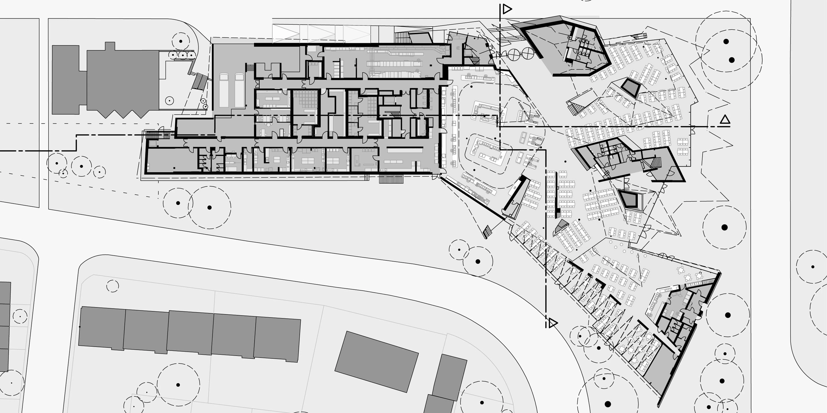 Erweiterung, Modernisierung, laufender Betrieb, Restaurant, Kantine, Cafeteria, Boehringer Ingelheim, Biberach, HolzbauArchitektur, KTP, Kauffmann Theilig Partner, Freie Architekten PartGmbB, Stuttgart