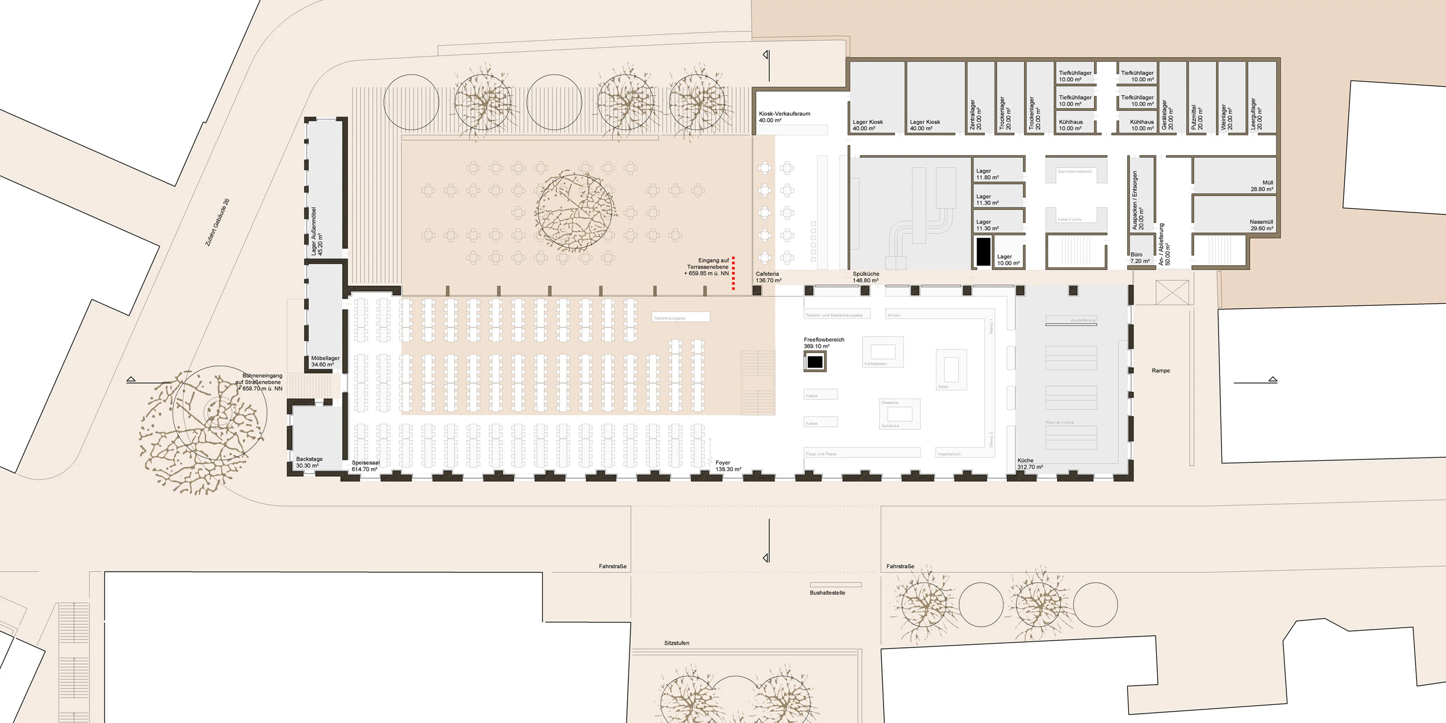 Innerstädtisch, Denkmalschutz, Erweiterung, Sanierung, Konzept, Stahltragwerk, Glasfassade, Terrasse, Platz, Privat, Restaurant, Cafeteria, Veranstaltung, Architektur, KTP, Kauffmann Theilig Partner, Freie Architekten PartGmbB, Stuttgart