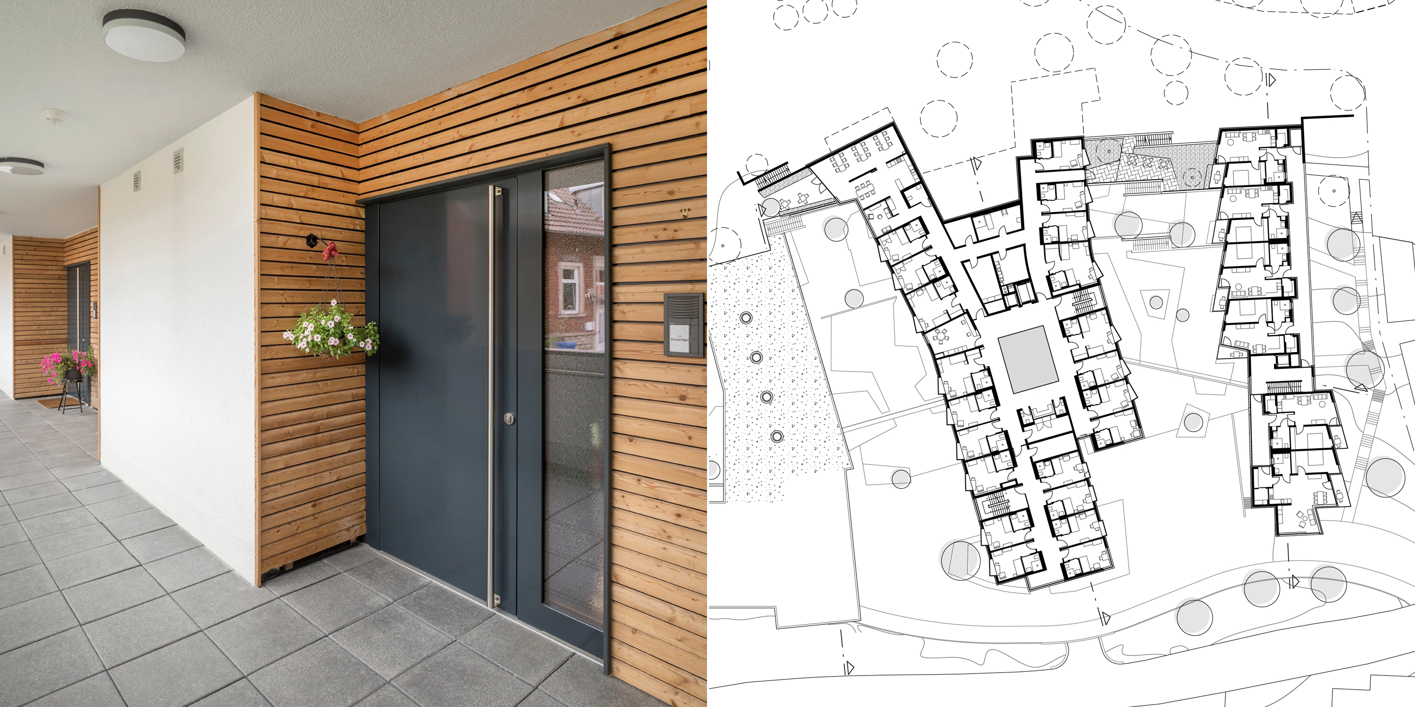 Seniorenzentrum Haus Waldenfels | Bad Brückenau Innerstädtisch, Neubau, Städtebau, Betontragwerk, WDVS, Flachdach, Dachbegrünung,Tiefgarage, Garten, Terrassen, Balkon, Platz, Erker, Atrium, Öffentliche Hand, öffentlich zugänglich, Großprojekt, Wohnen, Pflege, Restaurant, Aufenthalt, Büro, Verwaltung, Shops, Bad Brückenau, Seniorenwohnen, Gastronomie, Landschaft, Gesundheit, Sozial, Terrasse, Dachbegrünung, Kantine, KTP, Architektur, Kauffmann Theilig Partner, Stuttgart,