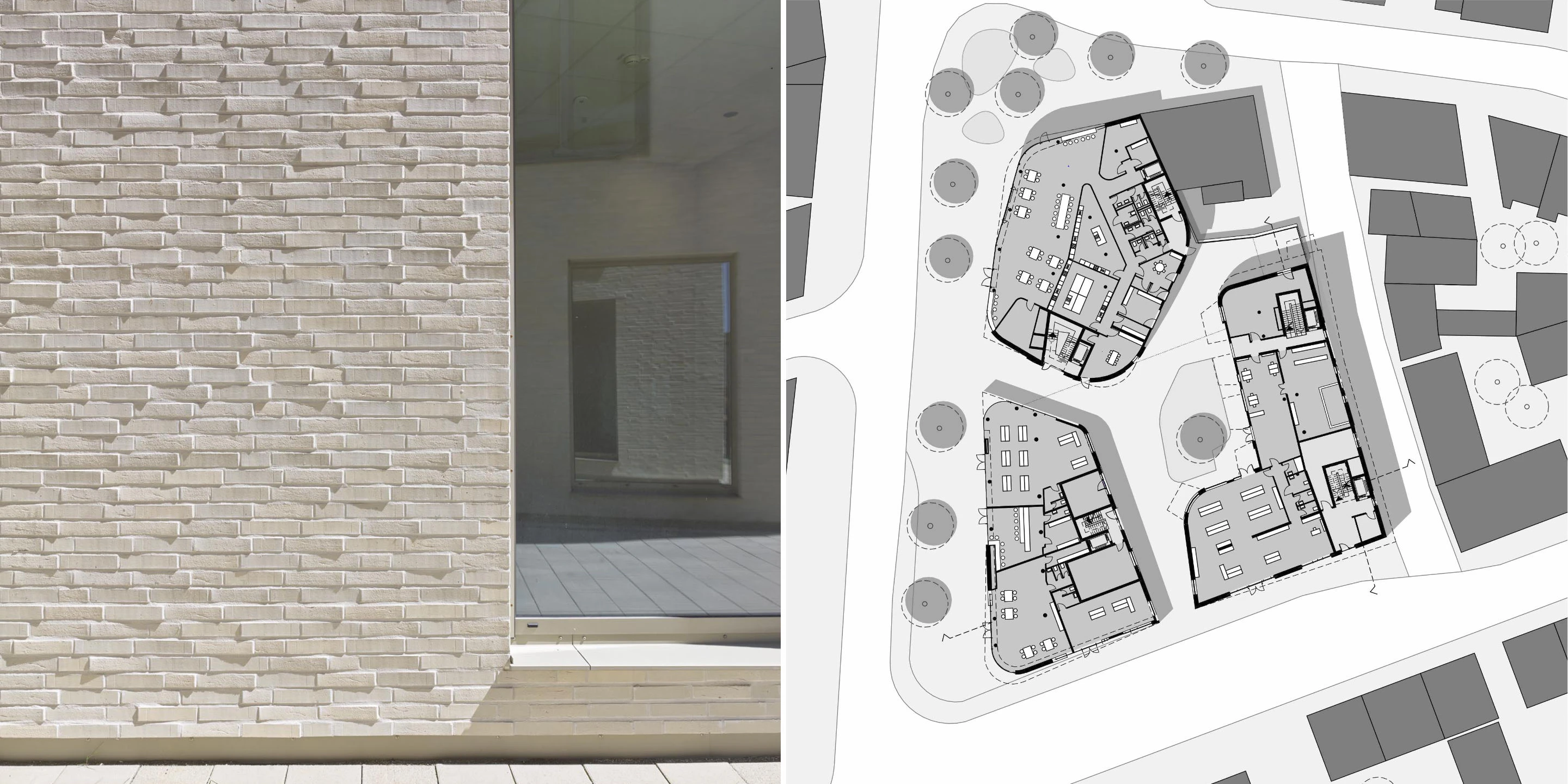 Innerstädtisch, Neubau, Betontragwerk, Glasfassade, Klinkerfassade, Flachdach, Tiefgarage, Innenhof, Terrassaen, Balkone, Investor, Großprojekt, öffentlich zugänglich, Gewerbe, Shops, Wohnen, Gastronomie,  Architektur, KTP, Kauffmann Theilig Partner, Stuttgart, Rendering, Visualisierung, Schhnitt, Grundriss, Schwarzplan, Freie Architekten PartGmbB