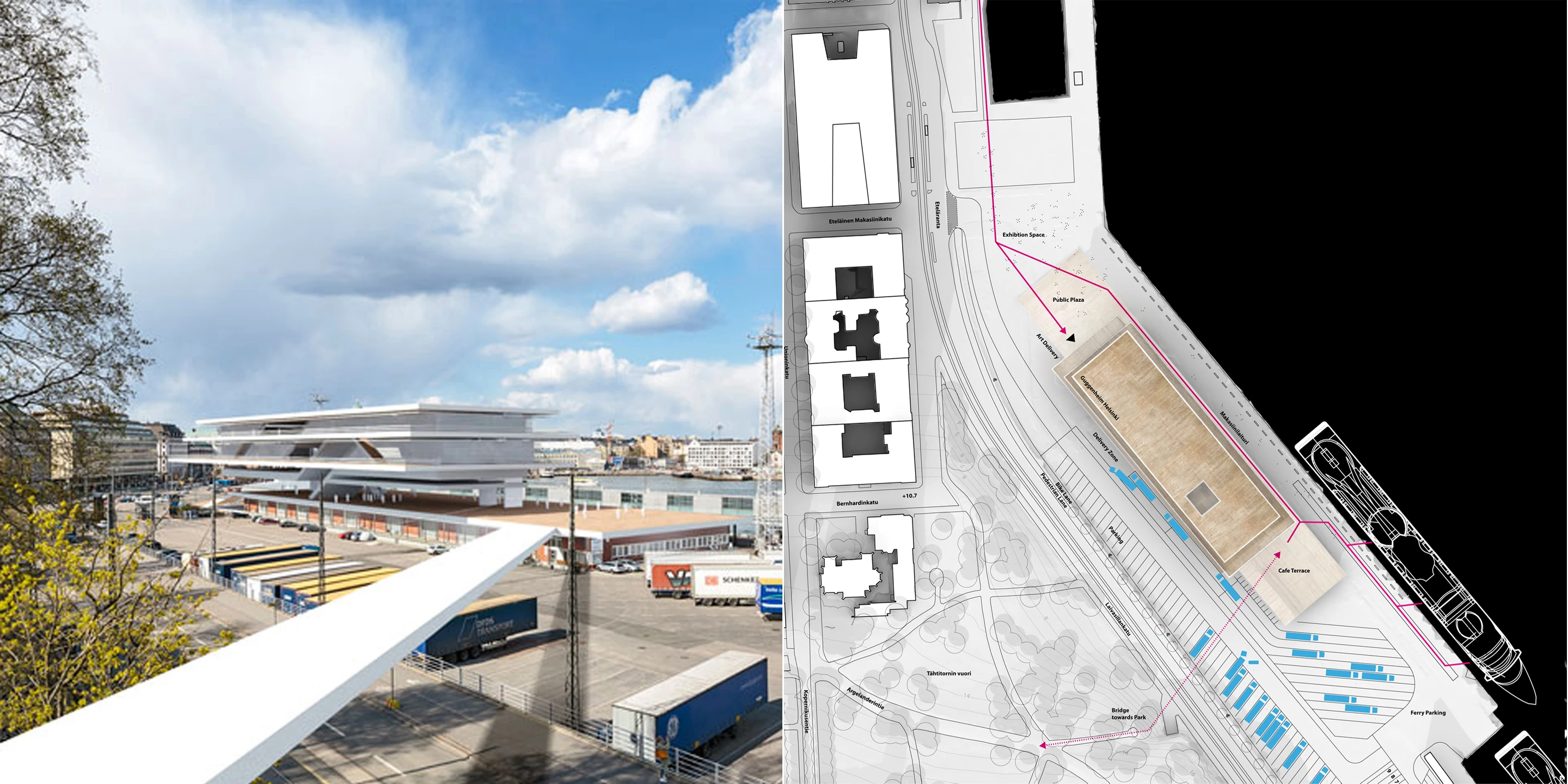 Solitär, Innerstädtisch, International, Neubau, Konzept, Städtebau, Betontragwerk, Glasfassade, Flachdach, Tiefgarage, Terrassen, Platz, Öffentliche Hand, Großprojekt, öffentlich zugänglich, Museum, Ausstellung, Gastronomie, Büro, Verwaltung, Architektur, KTP, Kauffmann Theilig Partner, Freie Architekten PartGmbB, Stuttgart