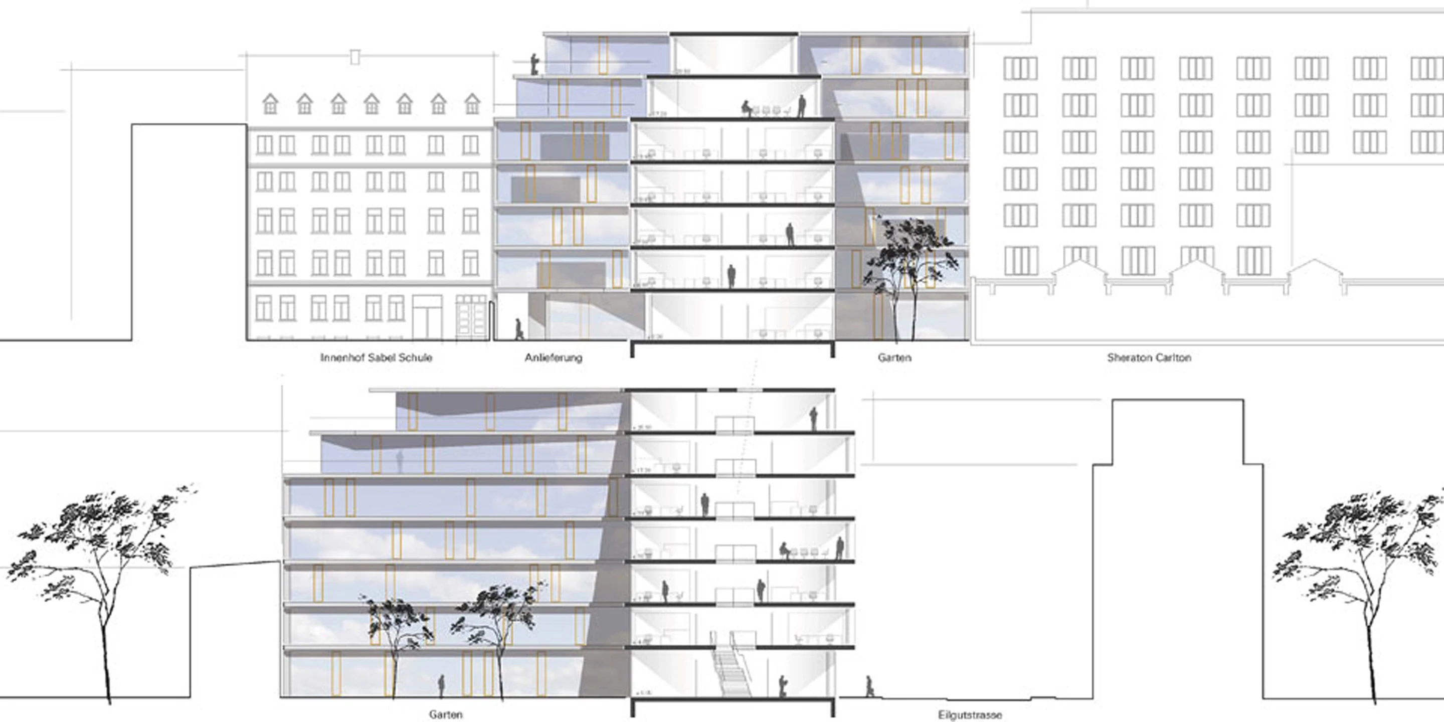 Innerstädtisch, Neubau, Betontragwerk, WDVS, Flachdach, Innenhof, Konzept, Privat, Büro, Verwaltung, Service, Architektur, KTP, Kauffmann Theilig Partner, Freie Architekten PartGmbB, Stuttgart