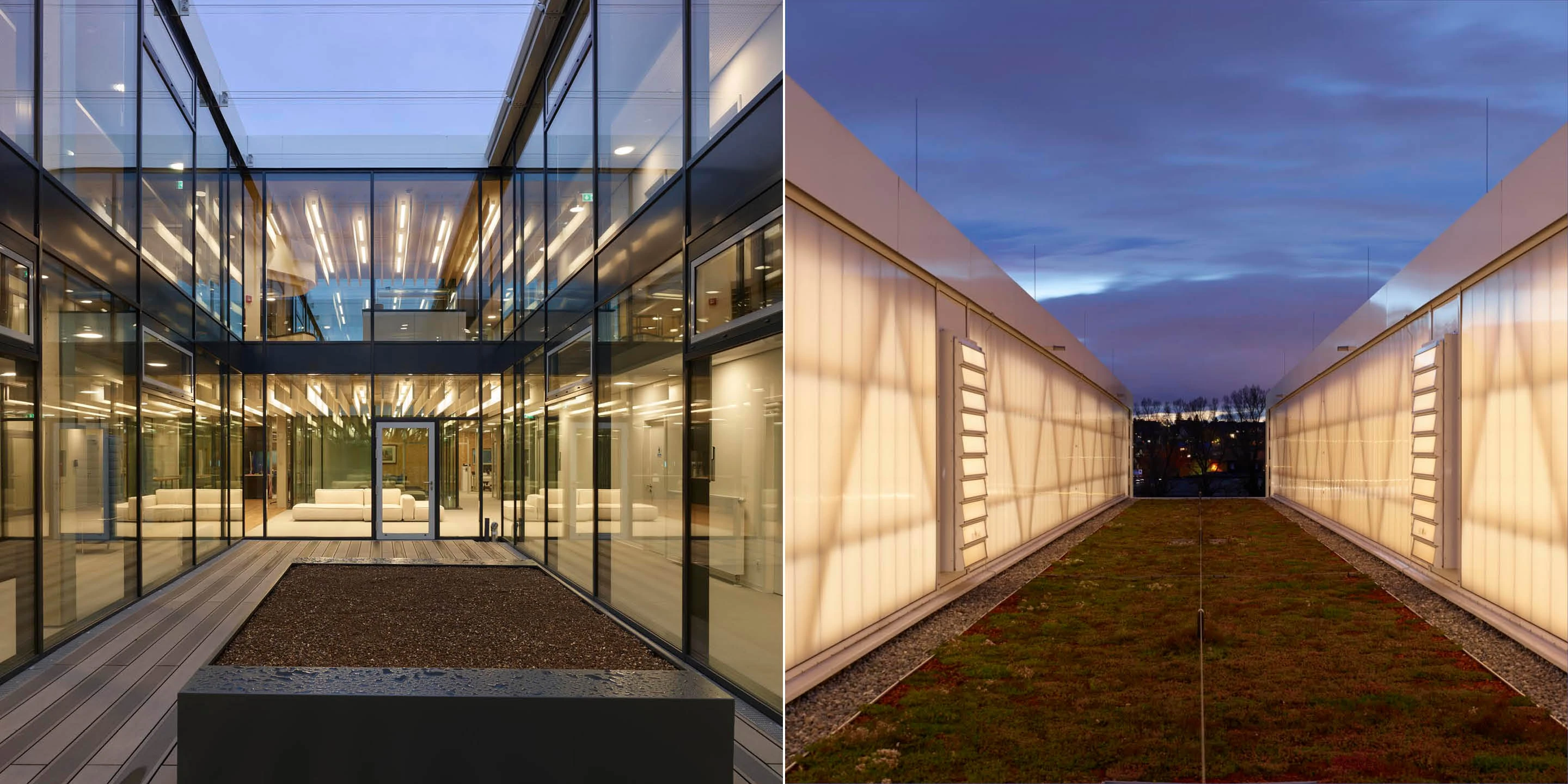 Headquarter Chemoform | Wendlingen a. N. Neubau, Beton-Holz-Tragwerk, Glasfassade, Metallfassade, Flachdach, Dachbegrünung, Tiefgarage, Parkplatz, Privat, Großprojekt, Produktion, Lager, Büro, Verwaltung, Fitness, Showroom, Architektur, KTP, Kauffmann Theilig Partner, Freie Architekten PartGmbB, Stuttgart