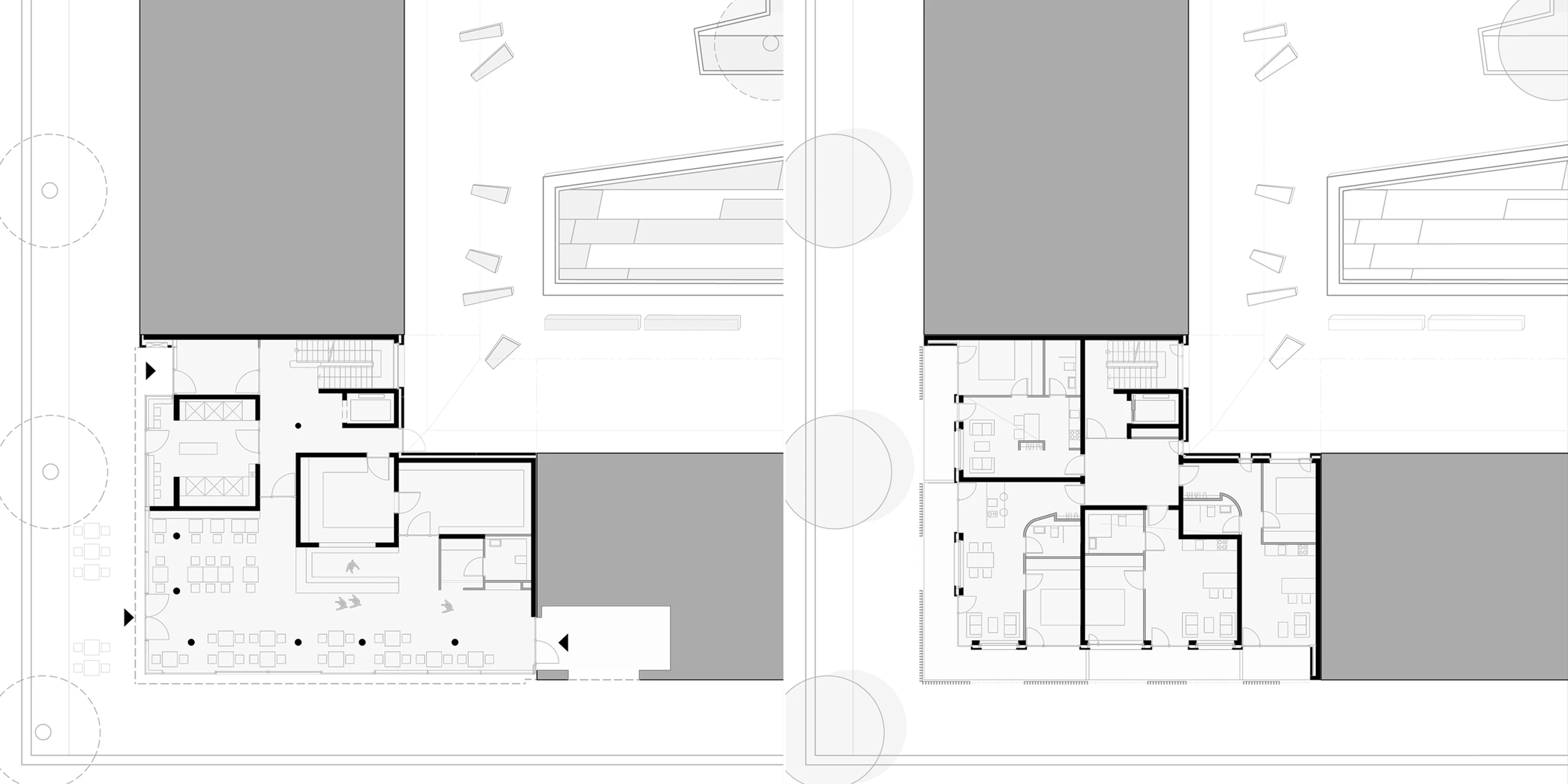 Wohnen auf Zeit Neckarbogen | Heilbronn Eckgebäude, Innerstädtisch, Neubau, Städtebau, Betontragwerk, Fertigteile, Lamelle, Metallfassade, Flachdach, Tiefgarage, Innenhof, Balkone, Investor, öffentlich zugänglich, Lamelle, Wohnen, Café, Service, Quatier, Gastronomie, Neckarbogen, Heilbronn, Quartier, Baordinghouse, Wohnung, Loggia, Dachlandschaft, Wohnungen, BUGA-Gelände, Fassade, Architektur, KTP, Kauffmann Theilig Partner, Freie Architekten PartGmbB, Stuttgart,