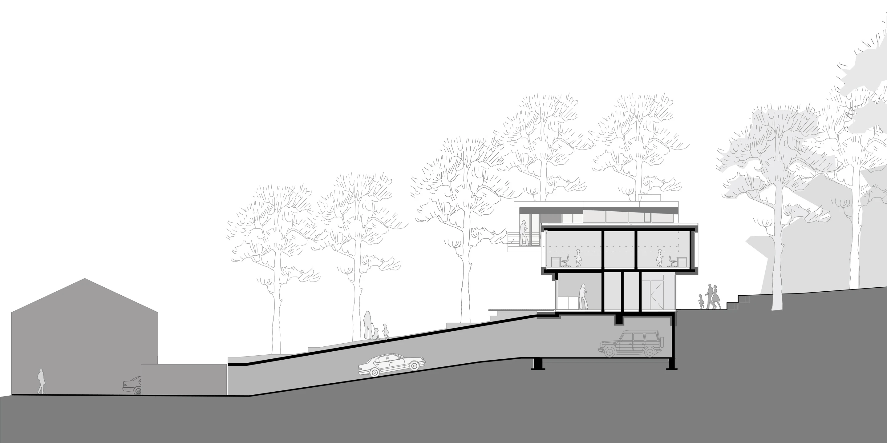 Wohnhaus mit Blick über Ulm | Ulm Solitär, Neubau, Freiform, Betontragwerk, Glasfassade, Strukturputz, WDVS, Flachdach, Dachbegrünung, Tiefgarage, Terrassen, Garten, Privat, Wohnen, Architektur, KTP, Kauffmann Theilig Partner, Stuttgart,