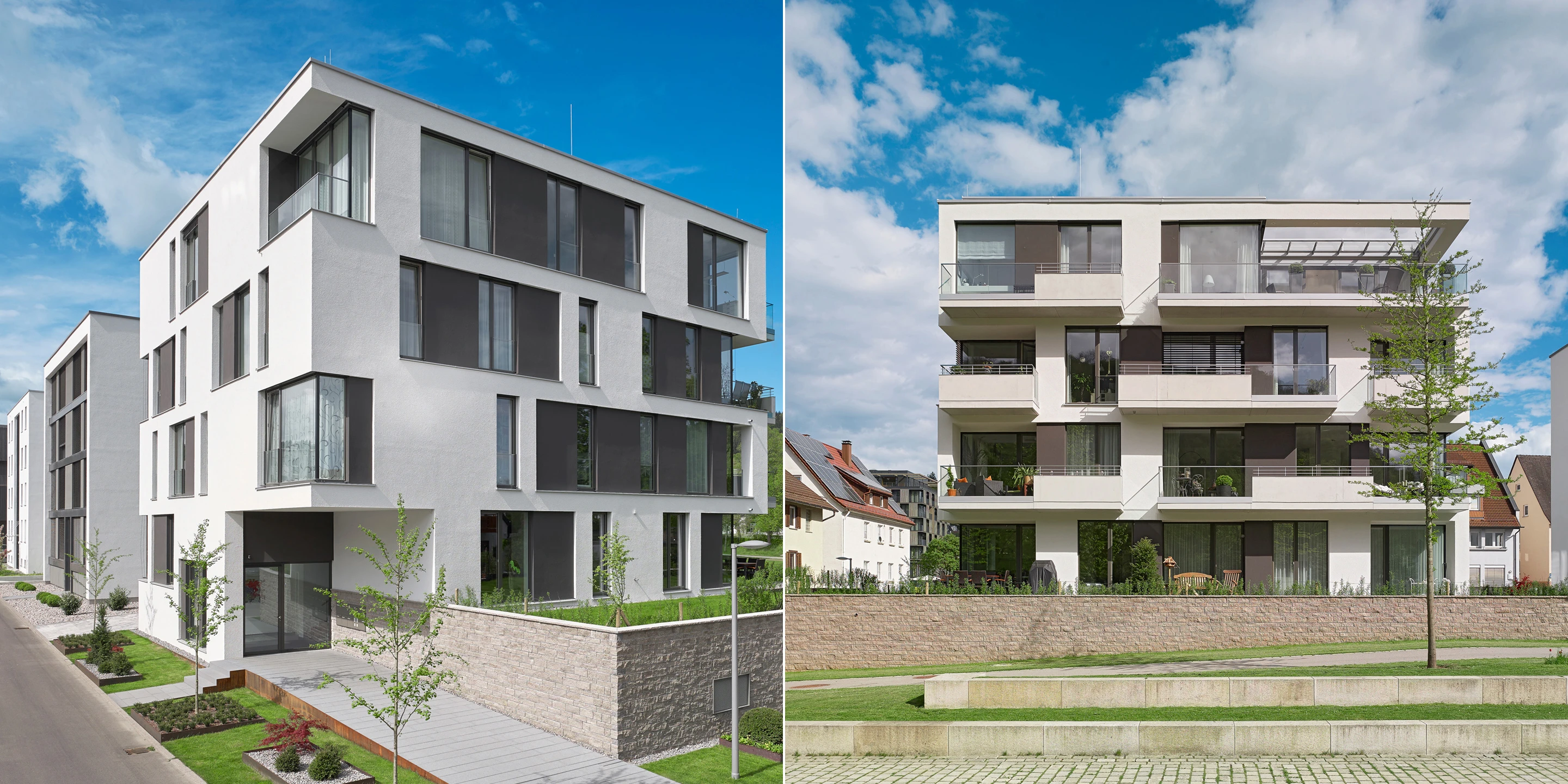 Innerstädtisch, Neubau, Modular, Betontragwerk, WDVS, Flachdach, Dachbegrünung, Tiefgarage, Garten, Terrassen, Balkone, Investor, Wohnen, Architektur, KTP, Kauffmann Theilig Partner, Freie Architekten PartGmbB, Stuttgart, Städtebau,