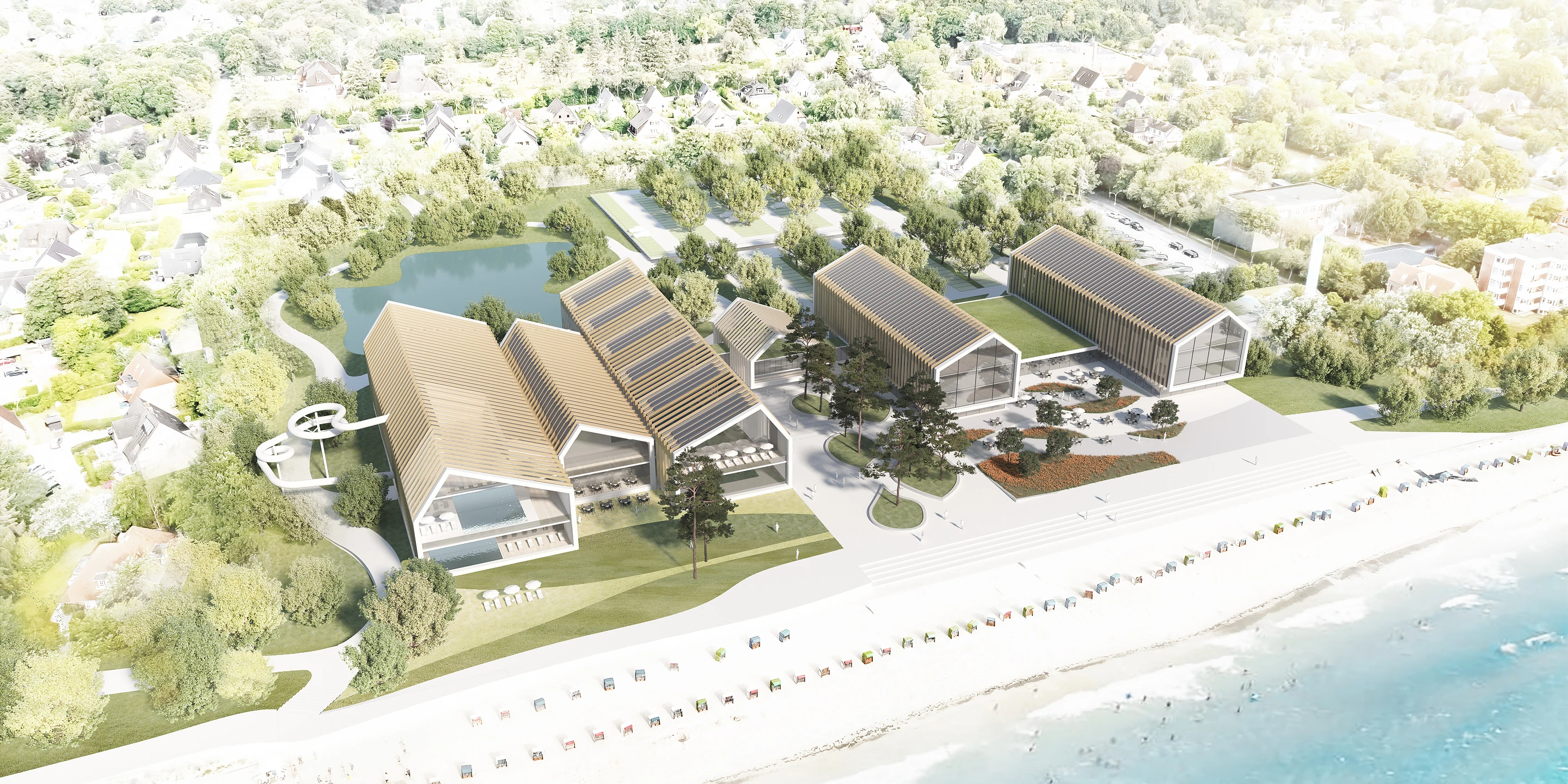 Neubau Aquaföhr und Hotel | Wyk auf Föhr Neubau, Wörth, Baden, Sport, Freizeit, Wellness, Spa, Sauna, Hotel, Architektur, KTP, Kauffmann Theilig Partner, Freie Architekten PartGmbB, Stuttgart, Bäderkonzept, Grundriss, Rendering, Visualisierung, Schnitt, Lageplan