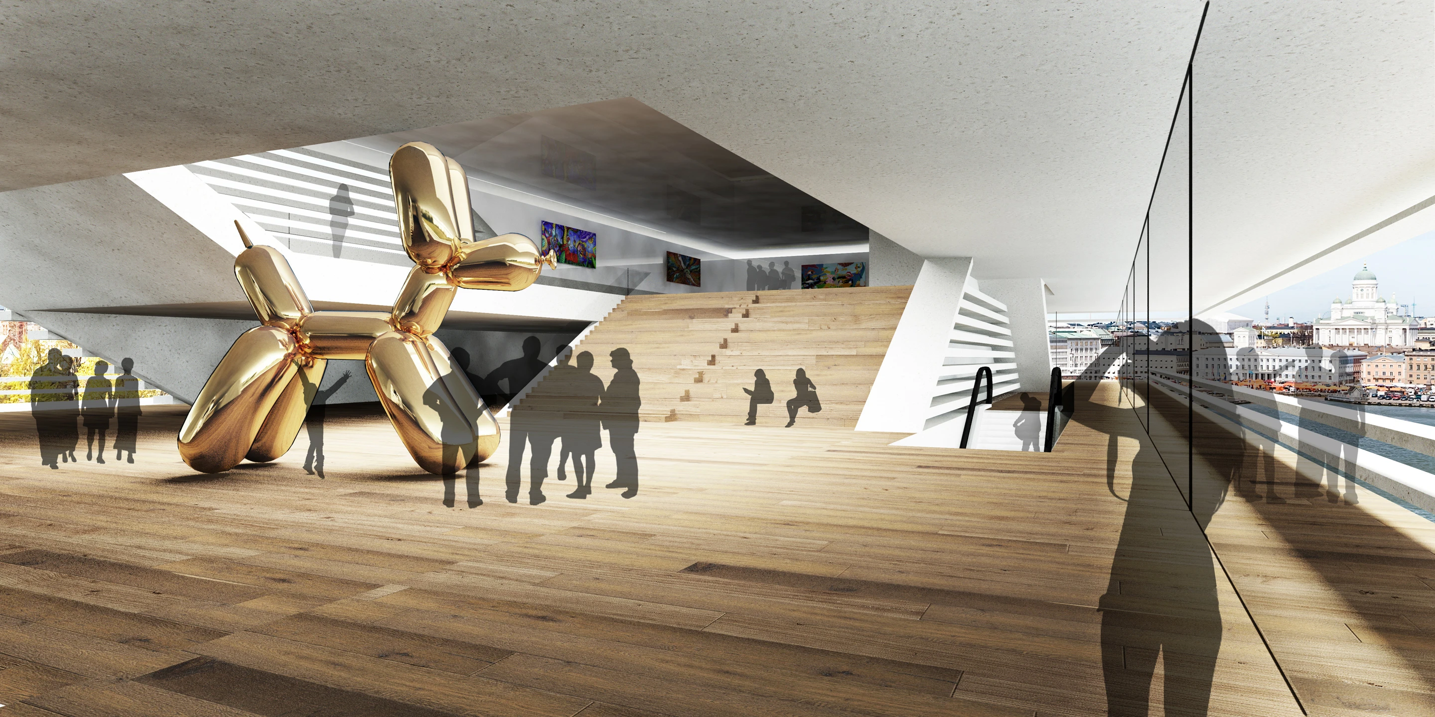 Solitär, Innerstädtisch, International, Neubau, Konzept, Städtebau, Betontragwerk, Glasfassade, Flachdach, Tiefgarage, Terrassen, Platz, Öffentliche Hand, Großprojekt, öffentlich zugänglich, Museum, Ausstellung, Gastronomie, Büro, Verwaltung, Architektur, KTP, Kauffmann Theilig Partner, Freie Architekten PartGmbB, Stuttgart