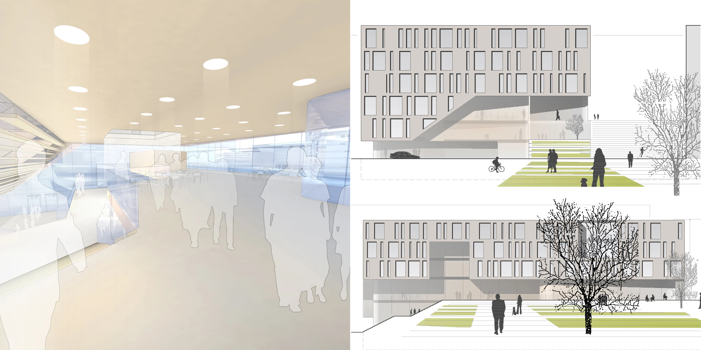International, Neubau, Konzept, Betontragwerk, Glasfassade, WDVS, Öffentliche Hand, Hochschule, Bildung, Büro, Verwaltung, Gastronomie, Architektur, KTP, Kauffmann Theilig Partner, Freie Architekten PartGmbB, Stuttgart