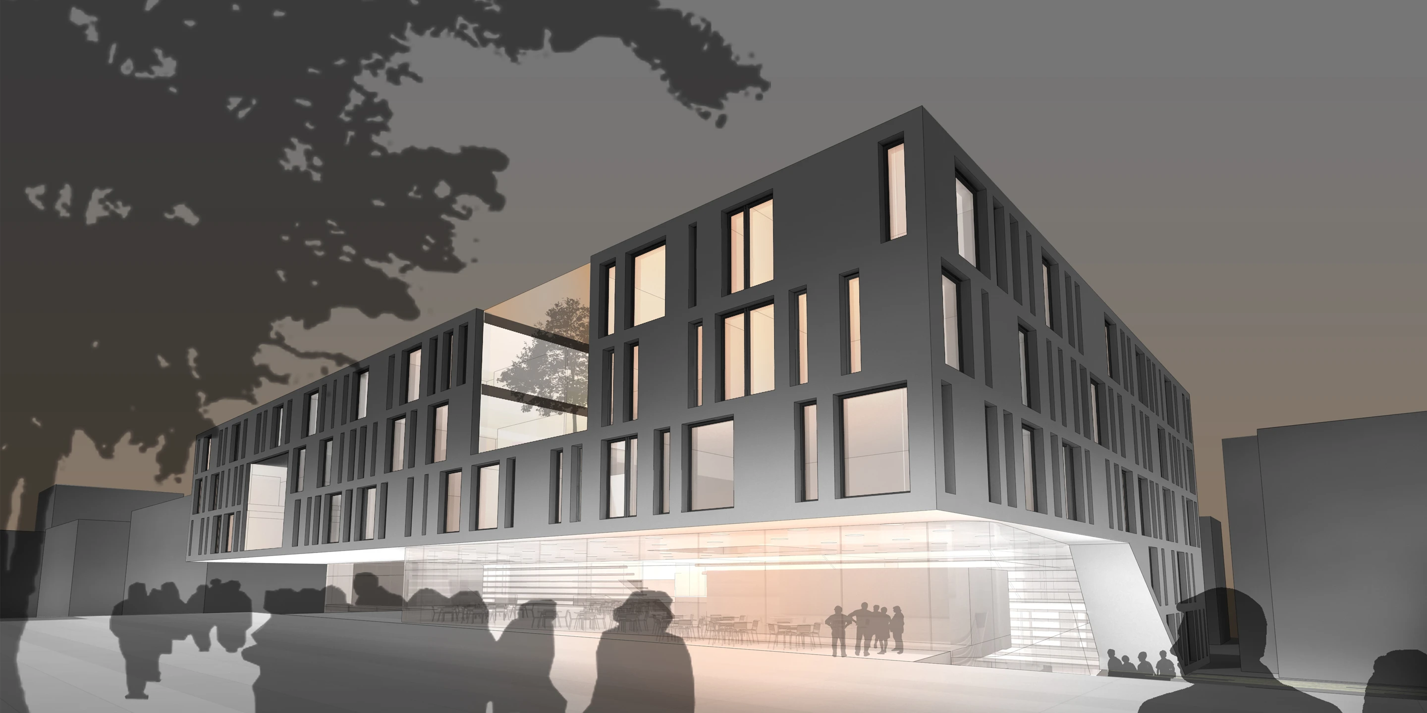 International, Neubau, Konzept, Betontragwerk, Glasfassade, WDVS, Öffentliche Hand, Hochschule, Bildung, Büro, Verwaltung, Gastronomie, Architektur, KTP, Kauffmann Theilig Partner, Freie Architekten PartGmbB, Stuttgart