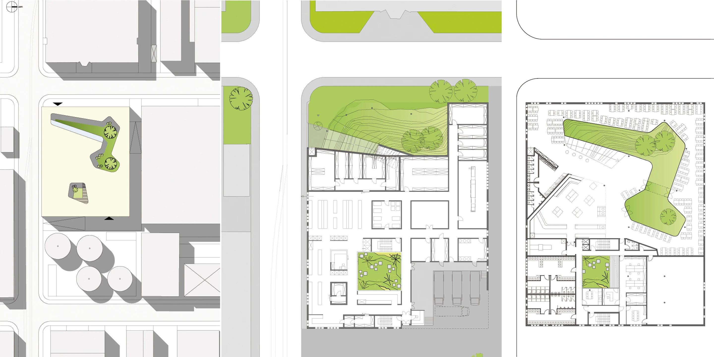 Neubau, Konzept, Betontragwerk, Glasfassade, Terrassen, Privat, Restaurant, CafeteriaNeubau, Konzept, Betontragwerk, Glasfassade, Terrassen, Privat, Restaurant, Cafeteria, Gastronomie, Betriebsrestaurant, Merck, Darmstadt, Wettbewerb, Fassade, Baukörper, Städtebau, Architektur, KTP, Kauffmann Theilig Partner, Freie Architekten PartGmbB, Stuttgart, Lageplan, Schnitt, Grundriss, Modell, Rendering, Gutachten