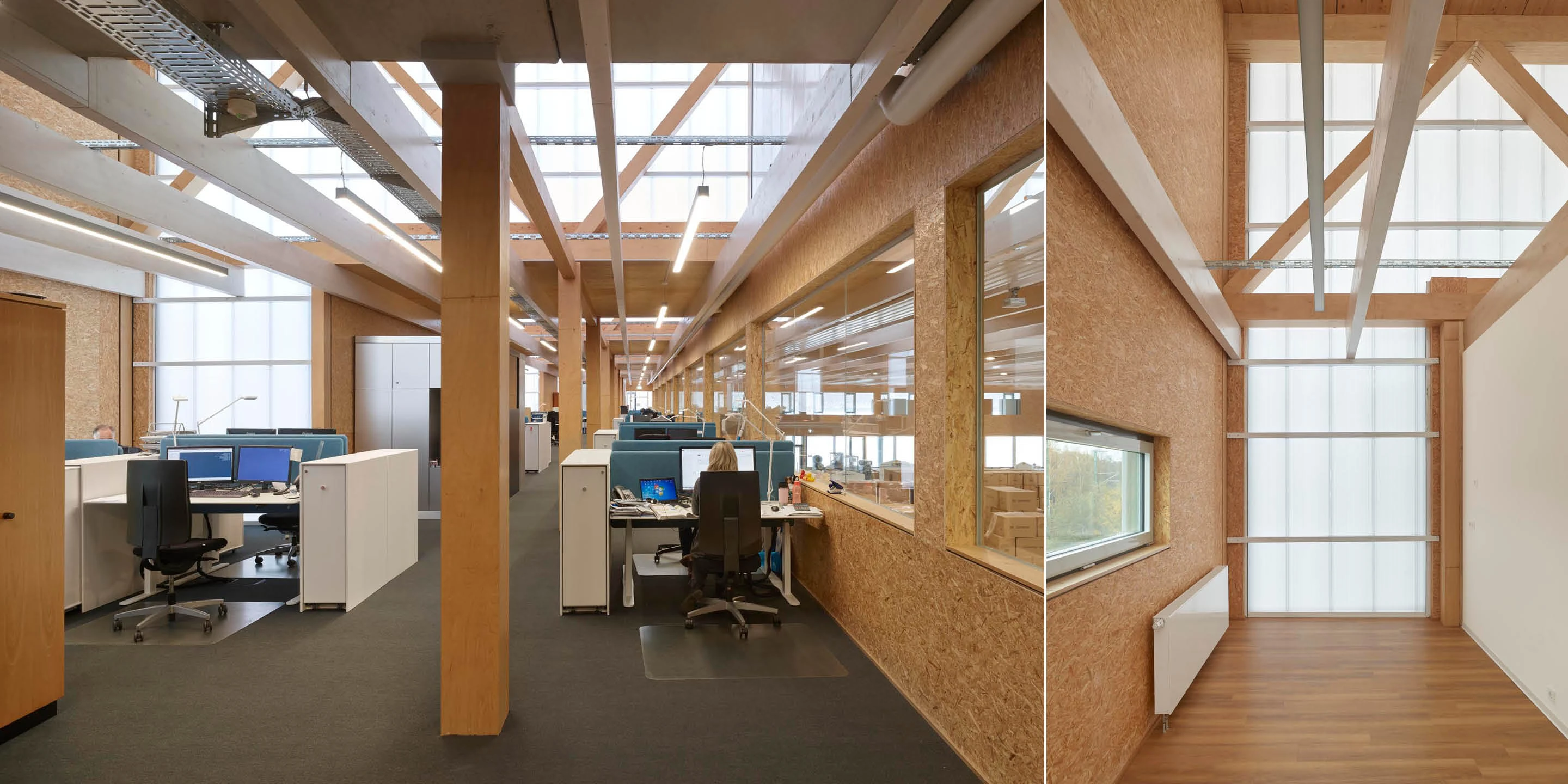 Headquarter Chemoform | Wendlingen a. N. Neubau, Beton-Holz-Tragwerk, Glasfassade, Metallfassade, Flachdach, Dachbegrünung, Tiefgarage, Parkplatz, Privat, Großprojekt, Produktion, Lager, Büro, Verwaltung, Fitness, Showroom, Architektur, KTP, Kauffmann Theilig Partner, Freie Architekten PartGmbB, Stuttgart
