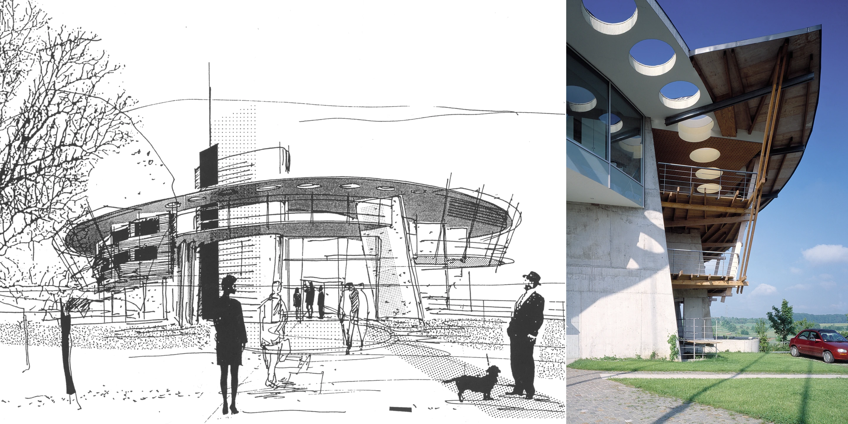 Solitär, Neubau, Freiform, Klimakonzept, Betontragwerk, Glasfassade, Holzbalkone, Atrium,  Glasdach, Parkplatz, Tiefgarage, Privat, Großprojekt, Büro, Verwaltung, Mensa, Schulung,  Architektur, KTP, Kauffmann Theilig Partner, Freie Architekten PartGmbB, Stuttgart,
