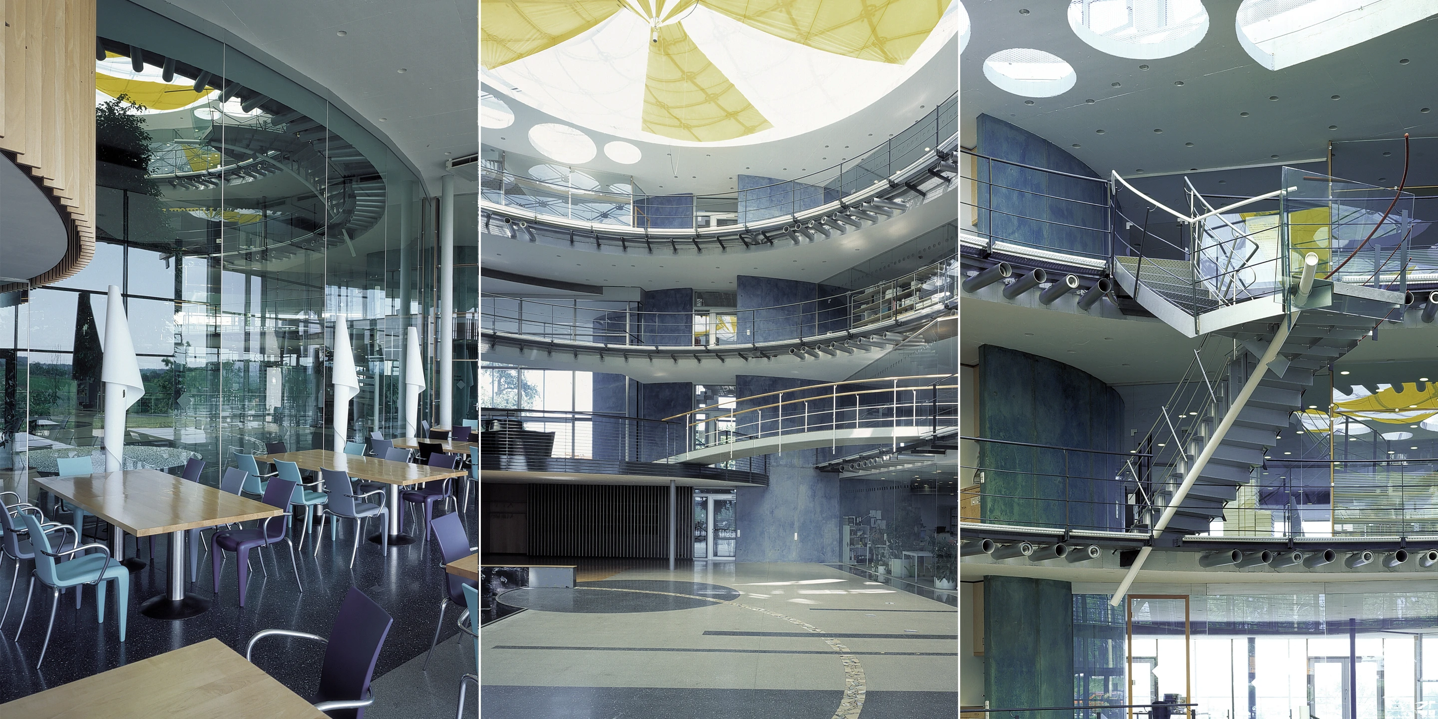 Solitär, Neubau, Freiform, Klimakonzept, Betontragwerk, Glasfassade, Holzbalkone, Atrium,  Glasdach, Parkplatz, Tiefgarage, Privat, Großprojekt, Büro, Verwaltung, Mensa, Schulung,  Architektur, KTP, Kauffmann Theilig Partner, Freie Architekten PartGmbB, Stuttgart,
