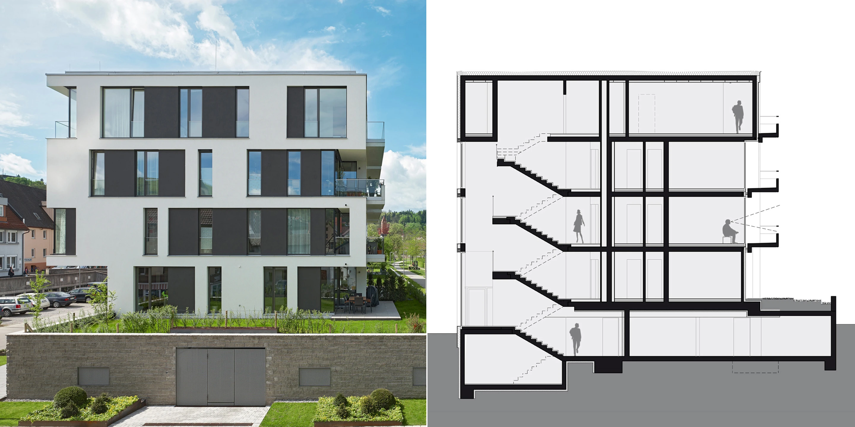 Innerstädtisch, Neubau, Modular, Betontragwerk, WDVS, Flachdach, Dachbegrünung, Tiefgarage, Garten, Terrassen, Balkone, Investor, Wohnen, Architektur, KTP, Kauffmann Theilig Partner, Freie Architekten PartGmbB, Stuttgart, Städtebau,