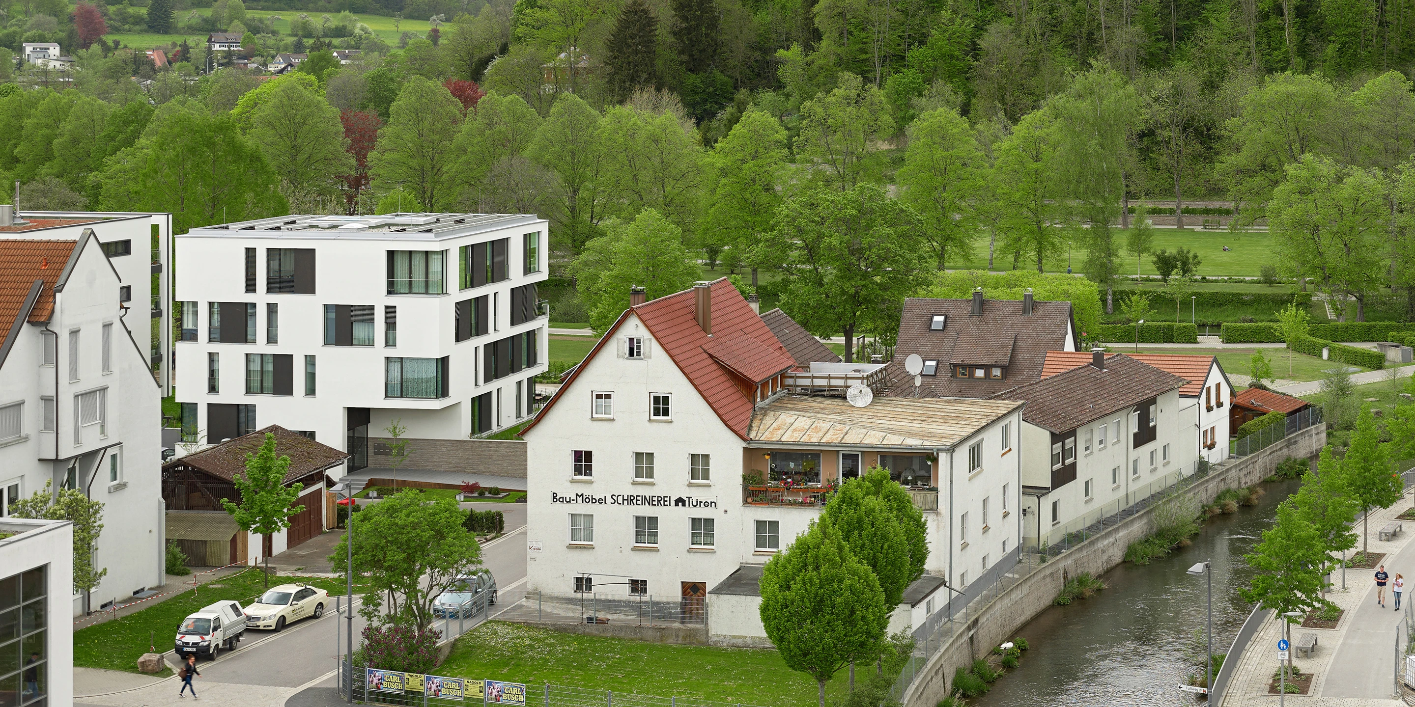 Innerstädtisch, Neubau, Modular, Betontragwerk, WDVS, Flachdach, Dachbegrünung, Tiefgarage, Garten, Terrassen, Balkone, Investor, Wohnen, Architektur, KTP, Kauffmann Theilig Partner, Freie Architekten PartGmbB, Stuttgart, Städtebau,