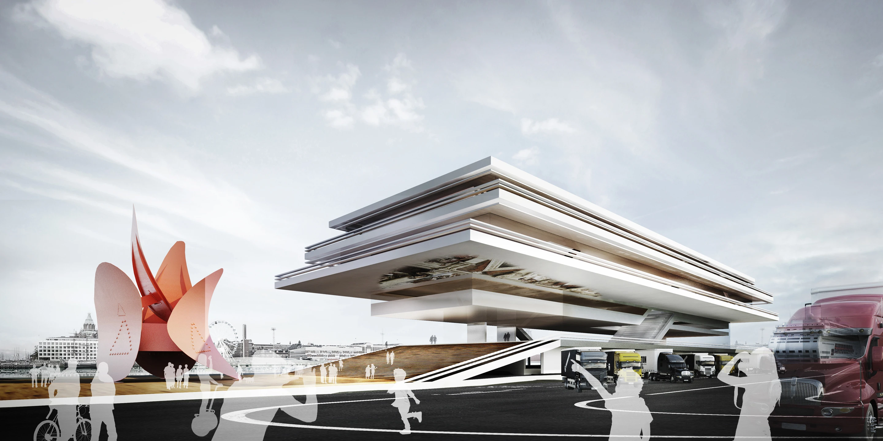 Solitär, Innerstädtisch, International, Neubau, Konzept, Städtebau, Betontragwerk, Glasfassade, Flachdach, Tiefgarage, Terrassen, Platz, Öffentliche Hand, Großprojekt, öffentlich zugänglich, Museum, Ausstellung, Gastronomie, Büro, Verwaltung, Architektur, KTP, Kauffmann Theilig Partner, Freie Architekten PartGmbB, Stuttgart
