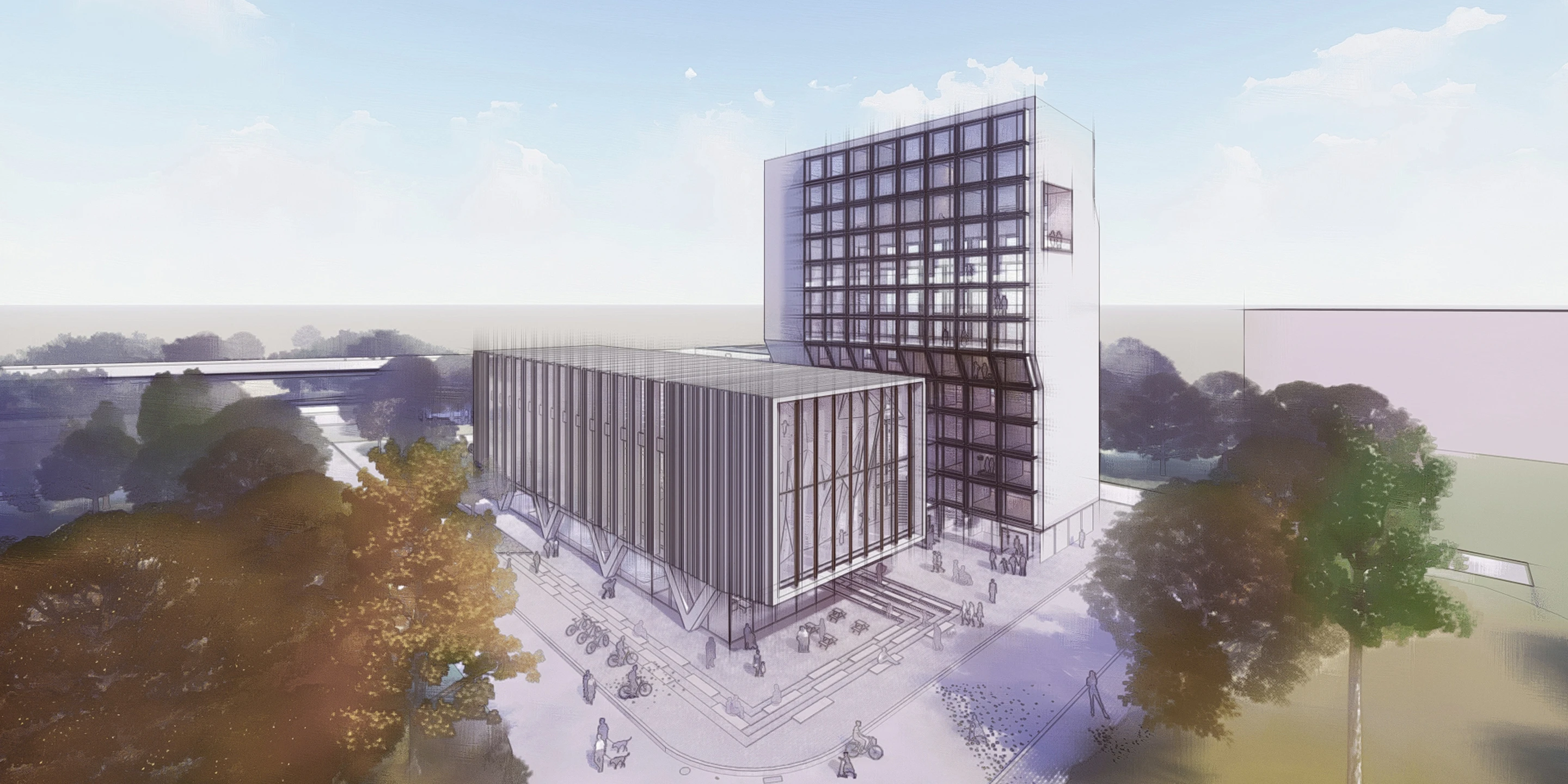 SRH Campus Heidelberg, Wettbewerb, Realisierungswettbewerb, 2. Preis, Wohnen, Wohneinheit, Studentisches Wohnen, Student Appartements, 1- und 2-Zimmer Appartements, Wohnturm, Balkon, Loggia, Neubau, Atrium, Gebäudefuge, Sportgebäude, Sport, Sporteinrichtungen, Baden, Hallenbad, Schwimmbad, Klettern, Kletterwand, Fitness, Sauna, Sporthalle, teilbare Zweifachsporthalle, Dachoberlichter, Tiefgarage, Stellplätze, Behindertenparkplätze, Stahlbeton, Fassade, Aluminium Pfosten Riegelfassade, Lamellen, Baukörper, Städtebau, Architektur, KTP, Kauffmann Theilig Partner, Freie Architekten PartGmbB, Stuttgart, Lageplan, Schnitt, Grundriss, Rendering, Visualisierung