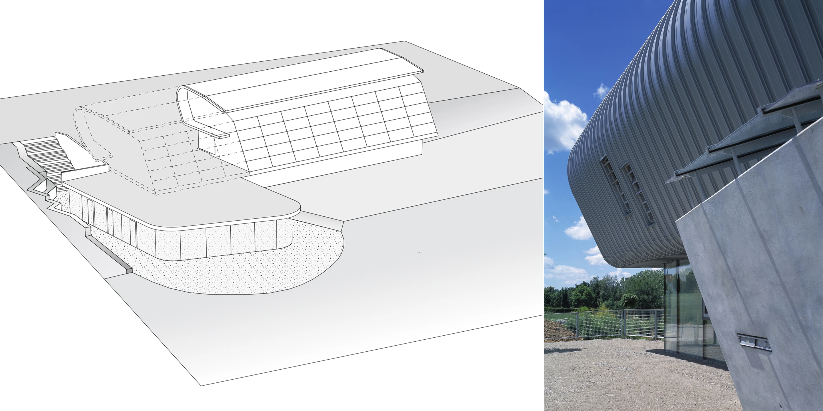 Erweiterung, Bauabschnitte, Freiform, Betontragwerk, Glasfassade, Dachbegrünung, Flachdach, Garten, Privat, Büro, Verwaltung, Architektur, KTP, Kauffmann Theilig Partner, Stuttgart, Agentur, Werbeagentur