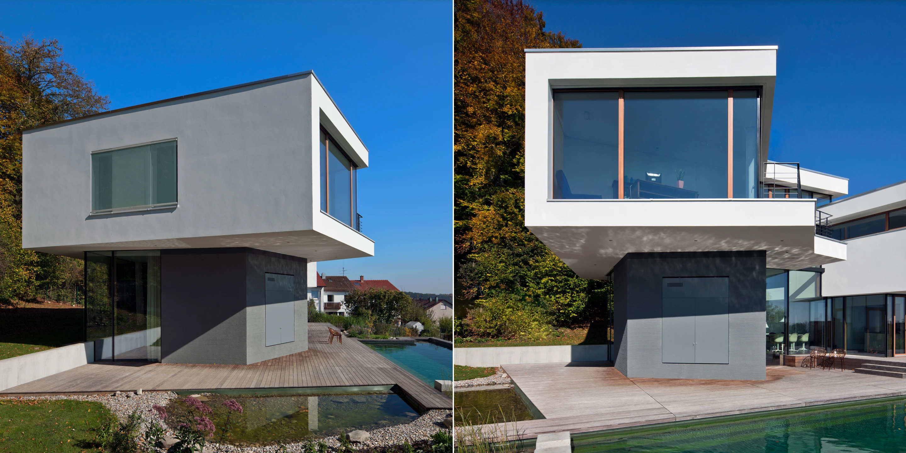 Wohnhaus mit Blick über Ulm | Ulm Solitär, Neubau, Freiform, Betontragwerk, Glasfassade, Strukturputz, WDVS, Flachdach, Dachbegrünung, Tiefgarage, Terrassen, Garten, Privat, Wohnen, Architektur, KTP, Kauffmann Theilig Partner, Stuttgart,