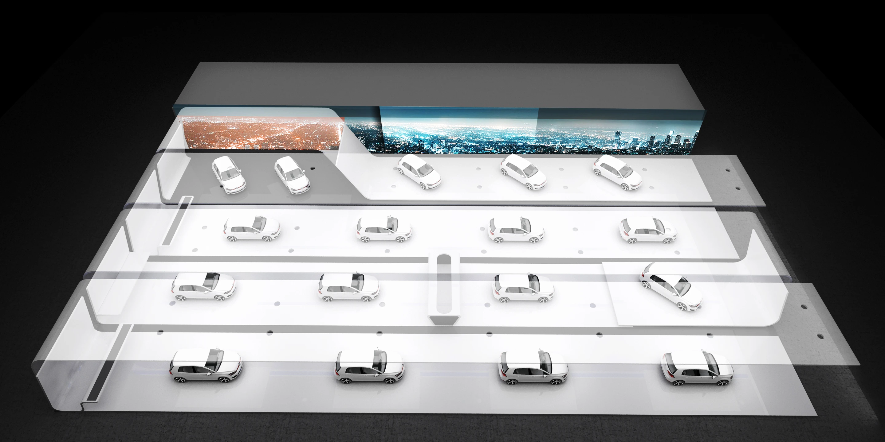 VW B-Messeset | Weltweit Ausbau, Temporär, Konzept, Innenraum, Modular, Wiederverwertbar, Stahl-Holz-Tragwerk, Textil, LED, Lichtinstallation, Privat, öffentlich zugänglich, Ausstellung, Shop, Büro, Café, Messe, Markenauftritt, VW, Volkswagen, B-Messeset, Rendering, Visualisierung, Wettbewerb, Architektur, KTP, Kauffmann Theilig Partner, Stuttgart, Auto, Fahrzeug, Automobil