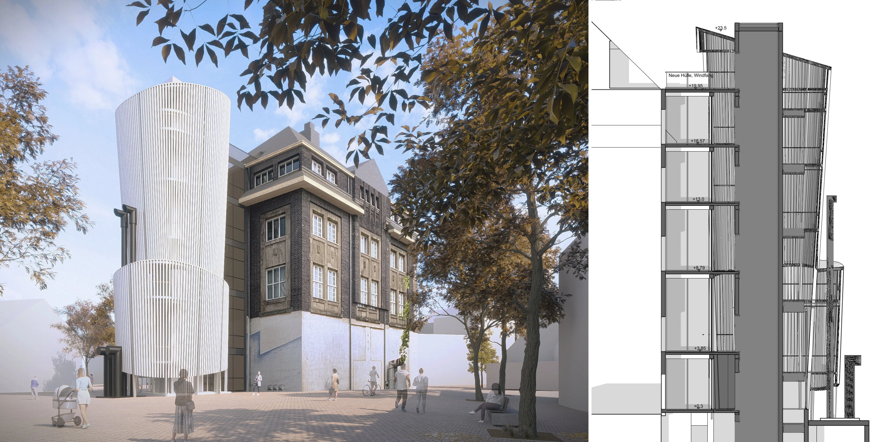Architektur, KTP, Kauffmann Theilig Partner, Freie Architekten BDA, Stuttgart, Erweiterung, Modernisierung, Treppenhaus, Brauerei, Holzbau, Betonsanierung