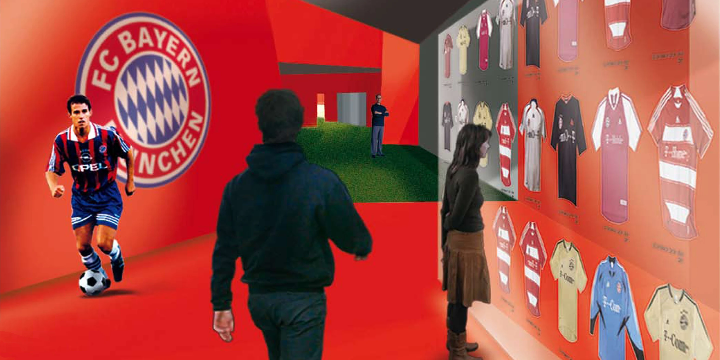 Erlebniswelt FC Bayern Allianz Arena | München Bestandschutz, Ausbau, Innenraum, Konzept, Farbe, Medienwand, Lichtinstallation, Rolltreppe, Privat, öffentlich zugänglich, Museum, Architektur, KTP, Kauffmann Theilig Partner, Freie Architekten PartGmbB, Stuttgart