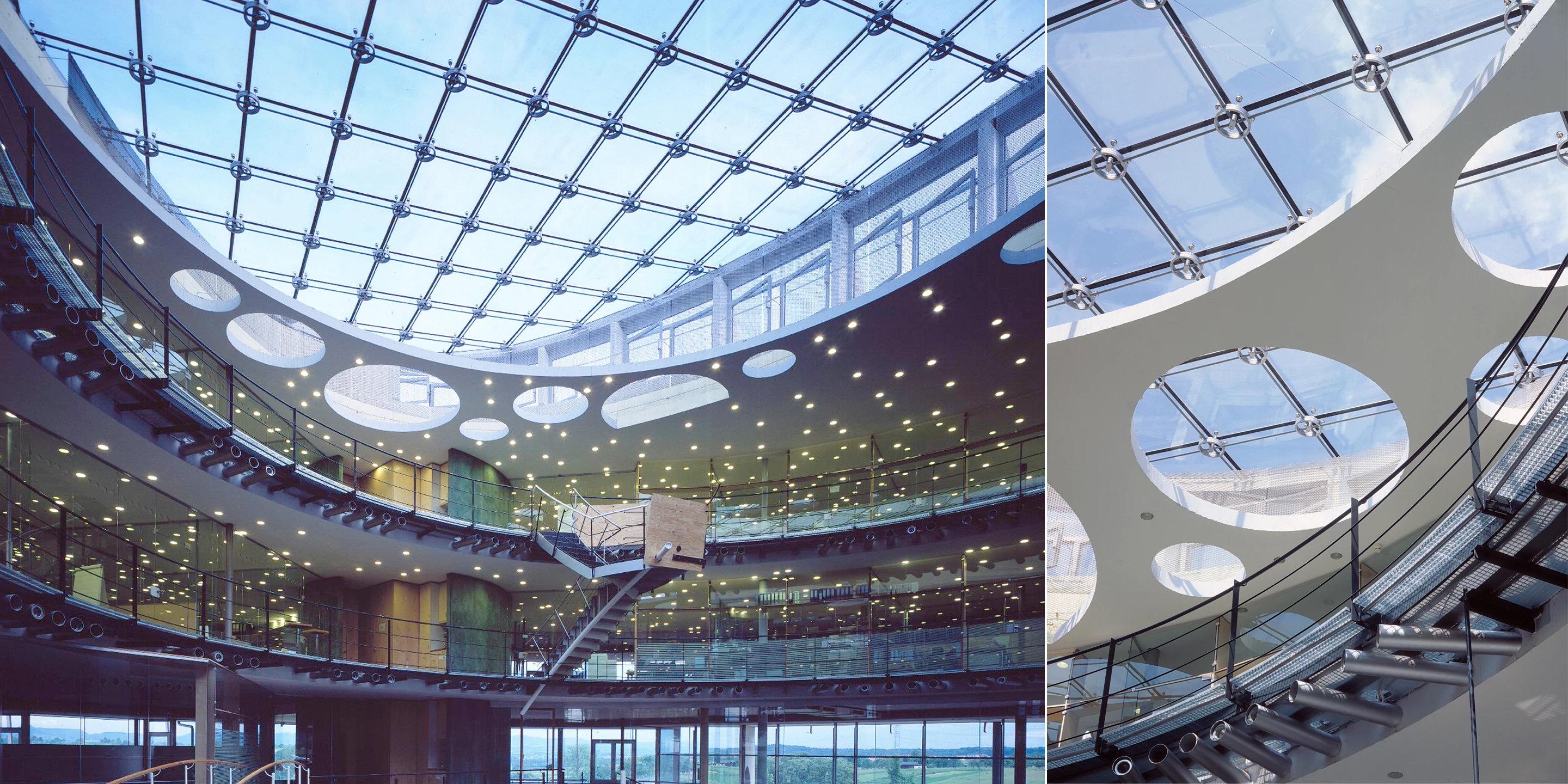 Solitär, Neubau, Freiform, Klimakonzept, Betontragwerk, Glasfassade, Holzbalkone, Atrium,  Glasdach, Parkplatz, Tiefgarage, Privat, Großprojekt, Büro, Verwaltung, Mensa, Schulung,  Architektur, KTP, Kauffmann Theilig Partner, Freie Architekten PartGmbB, Stuttgart,