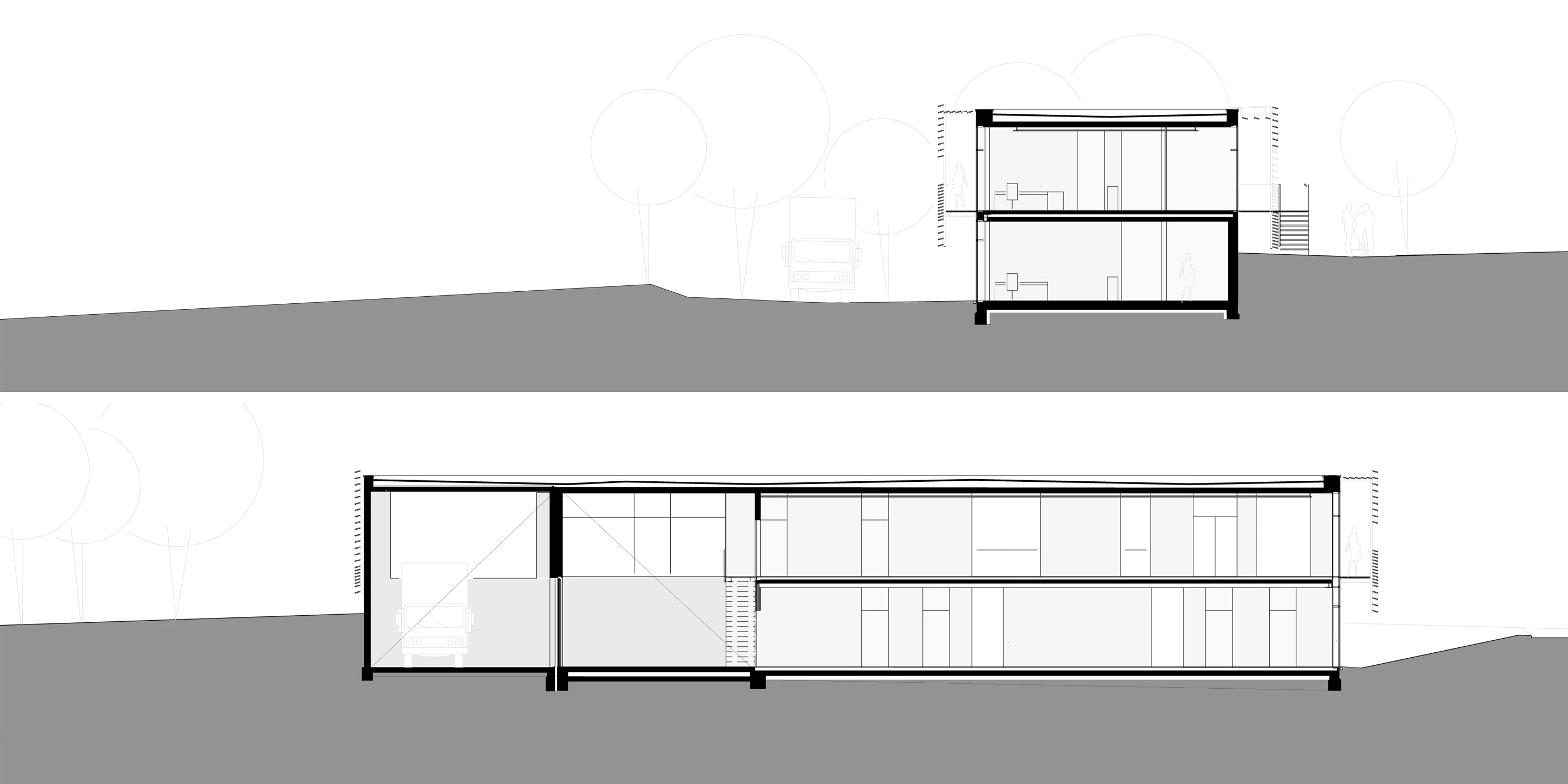 Neubau, Betontragwerk, Holztragwerk, Holzfassade, Glasfassade, Flachdach, Privat, Generalunternehmer, Büro, Verwaltung, Werkstatt,  Architektur, KTP, Kauffmann Theilig Partner, Freie Architekten PartGmbB, Stuttgart, 