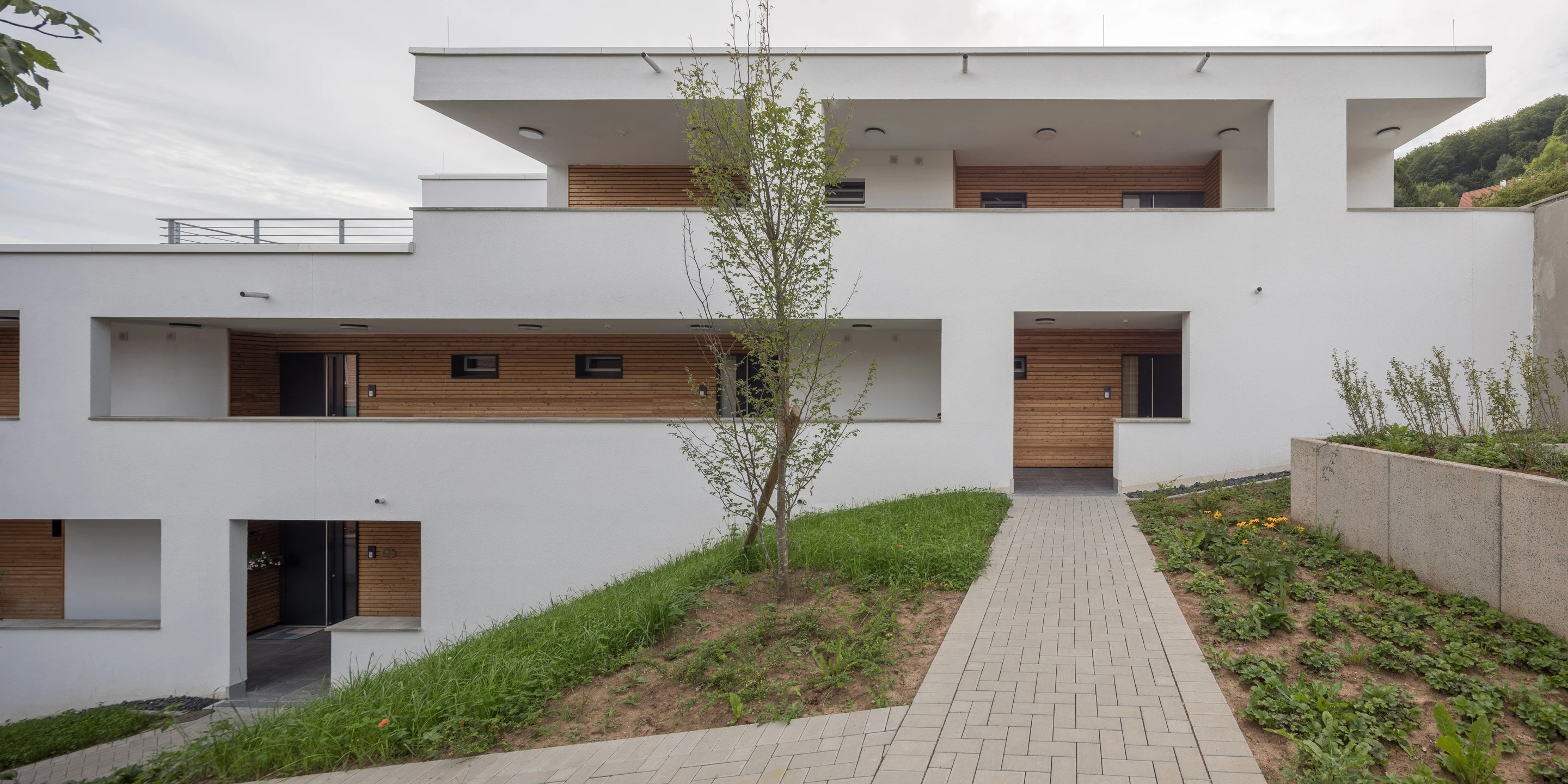 Seniorenzentrum Haus Waldenfels | Bad Brückenau Innerstädtisch, Neubau, Städtebau, Betontragwerk, WDVS, Flachdach, Dachbegrünung,Tiefgarage, Garten, Terrassen, Balkon, Platz, Erker, Atrium, Öffentliche Hand, öffentlich zugänglich, Großprojekt, Wohnen, Pflege, Restaurant, Aufenthalt, Büro, Verwaltung, Shops, Bad Brückenau, Seniorenwohnen, Gastronomie, Landschaft, Gesundheit, Sozial, Terrasse, Dachbegrünung, Kantine, KTP, Architektur, Kauffmann Theilig Partner, Stuttgart