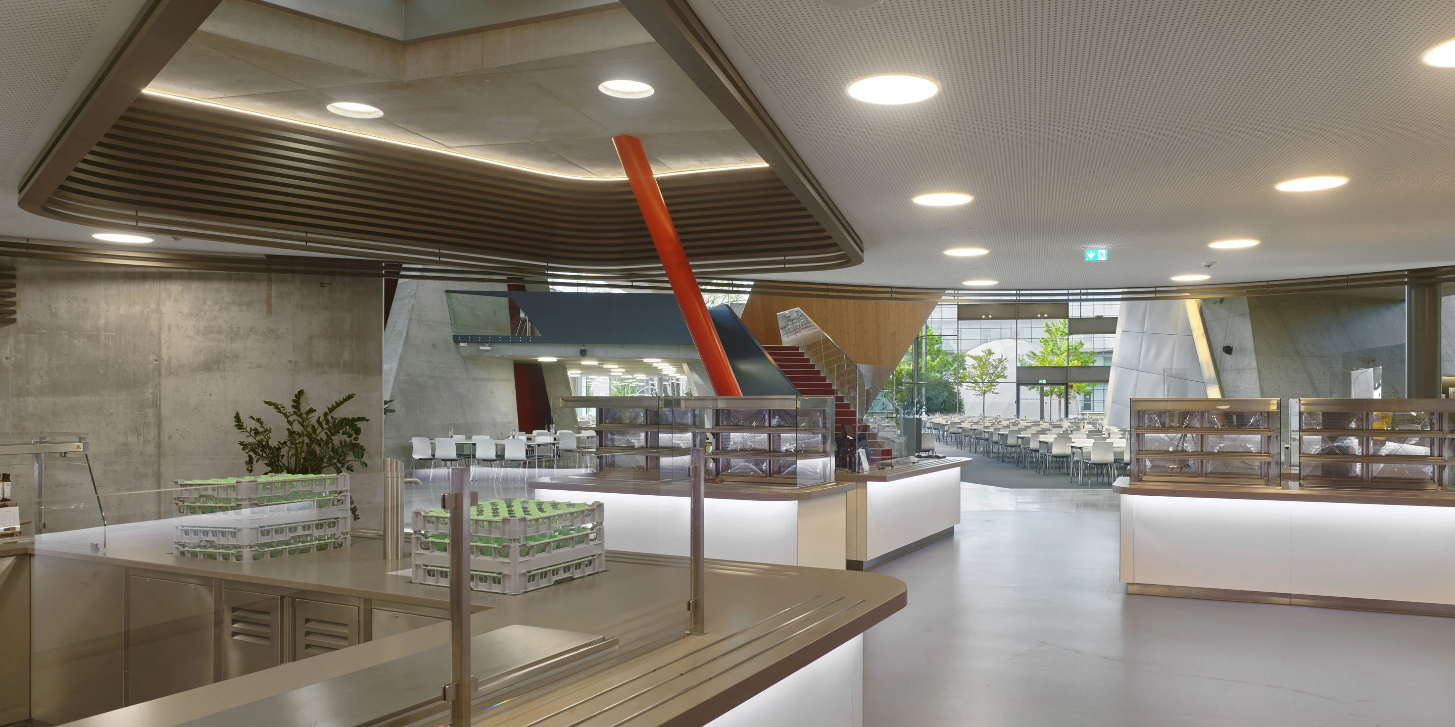 Erweiterung, Modernisierung, laufender Betrieb, Restaurant, Kantine, Cafeteria, Boehringer Ingelheim, Biberach, HolzbauArchitektur, KTP, Kauffmann Theilig Partner, Freie Architekten PartGmbB, Stuttgart
