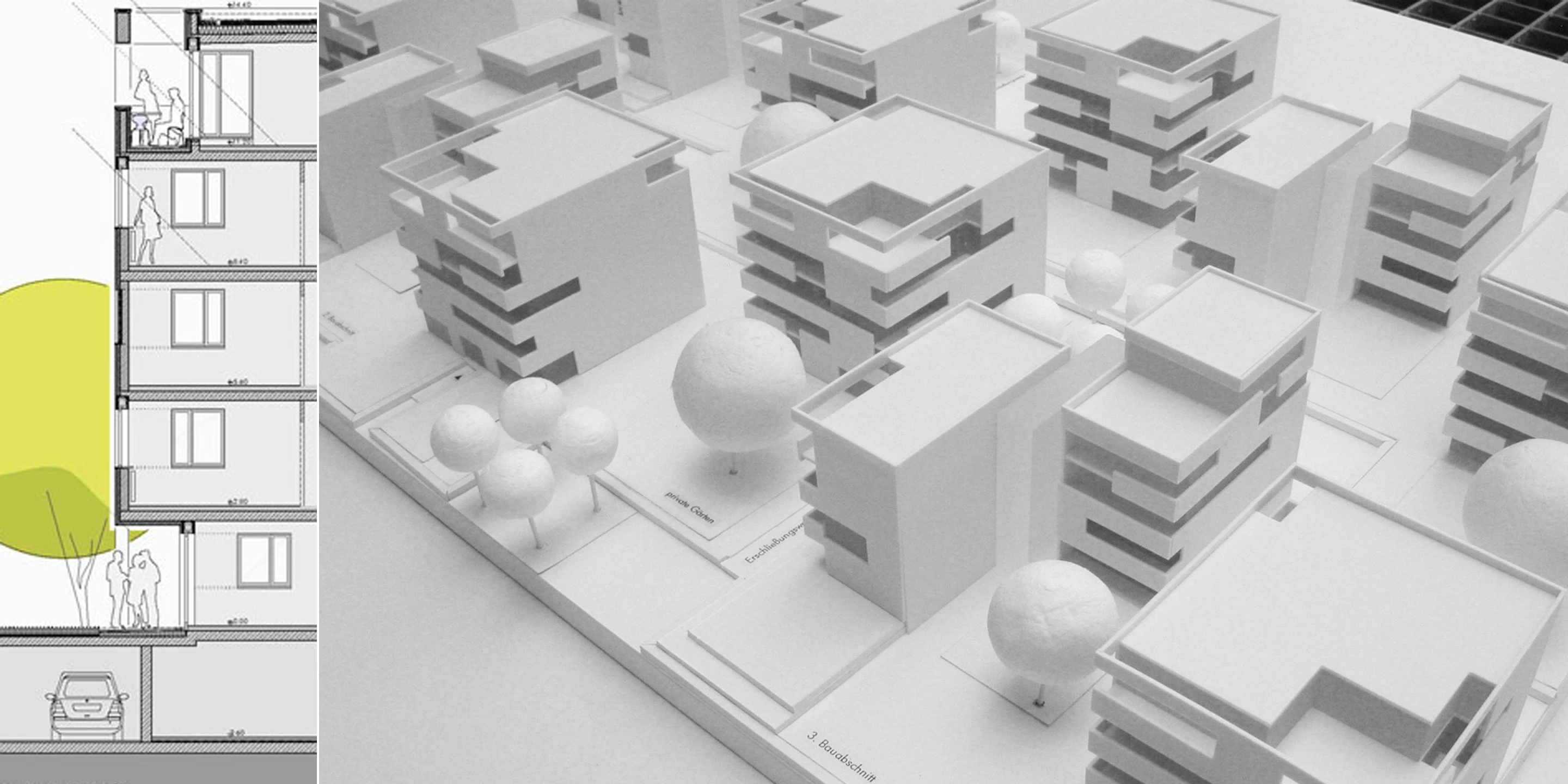 Neubau, Konzept, Städtebau, Betontragwerk, WDVS, Flachdach, Balkone, Tiefgarage, Garten, Privat, Wohnen, Architektur, KTP, Kauffmann Theilig Partner, Freie Architekten PartGmbB, Stuttgart